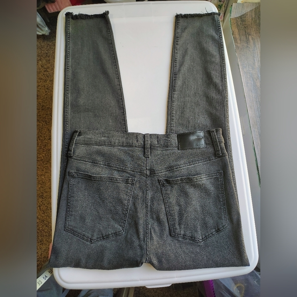 Madewell 10" high rise skinny jeans exposed button fly frayed Hem  grey sz 27. - Picture 3 of 17